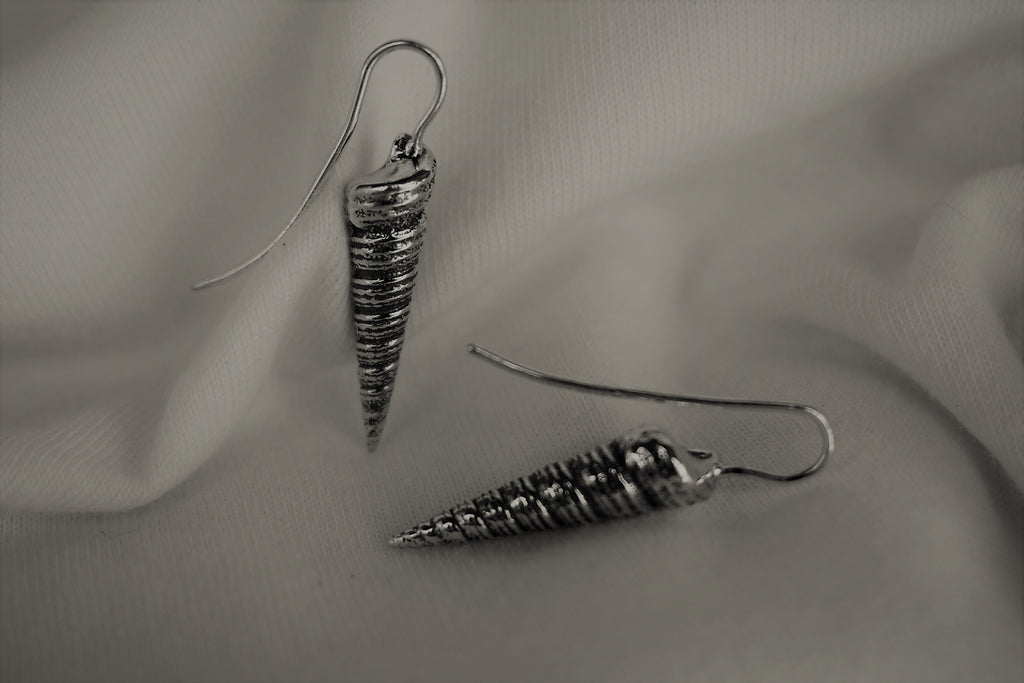 Sterling Sea Auger dangle earrings