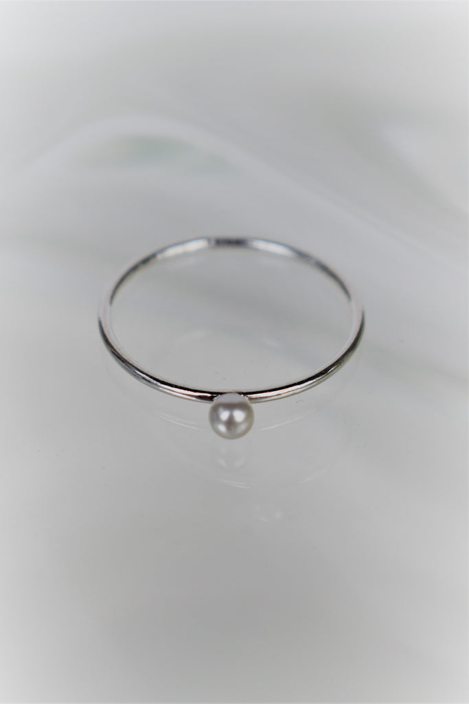 Stackable Sterling White Pearl rings